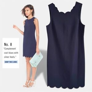 J.CREW SCALLOPED BLUE BUSINESS CASUAL EASTER CHURCH DATE NIGHT DRESS SZ 10